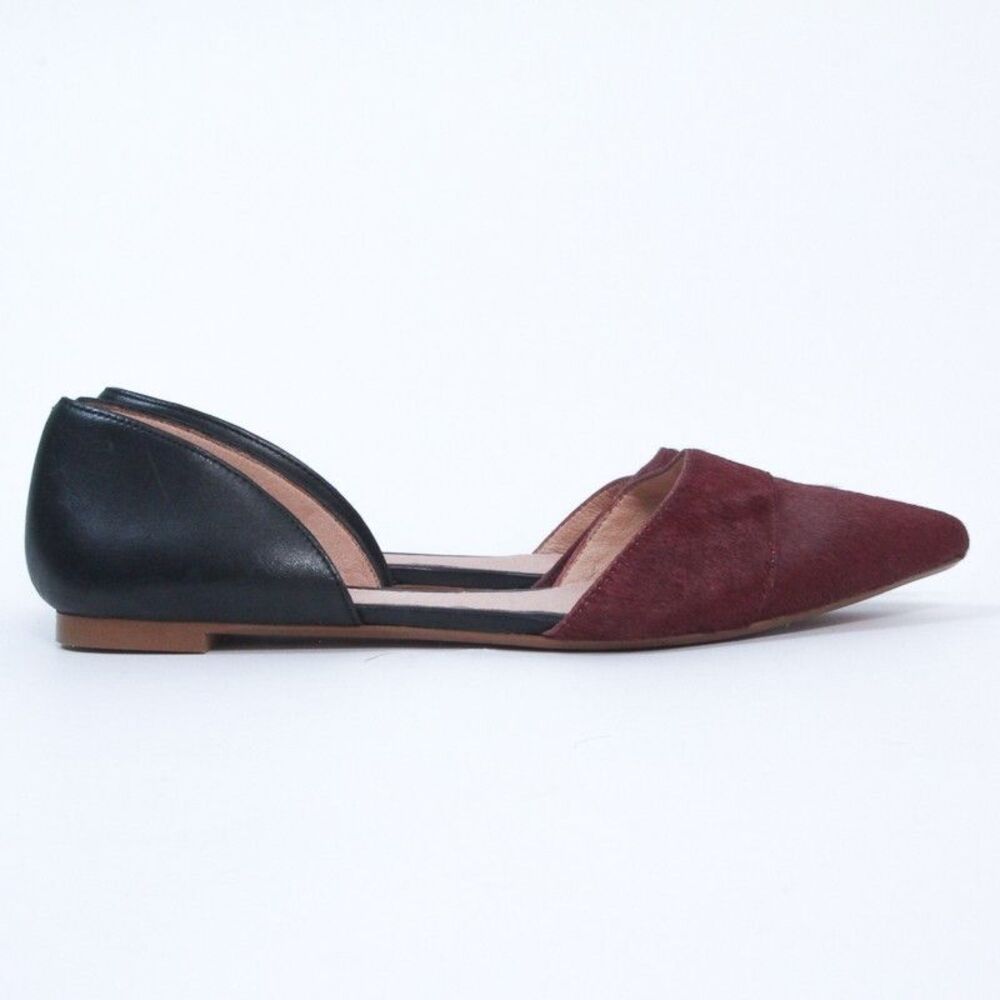Madewell Womens Marisa Burgundy Calf Hair Pointed Toe Slip On Leather Shoe 7.5